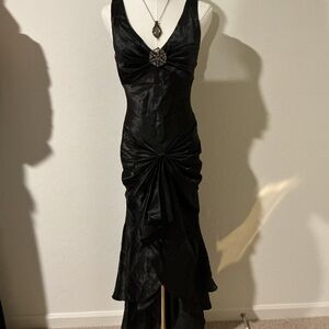 Aspeed USA black satin maxi dress